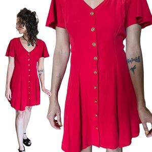 Vintage Adjustable Tie Back V Neck Rampge Dress Butterfly Sleeves